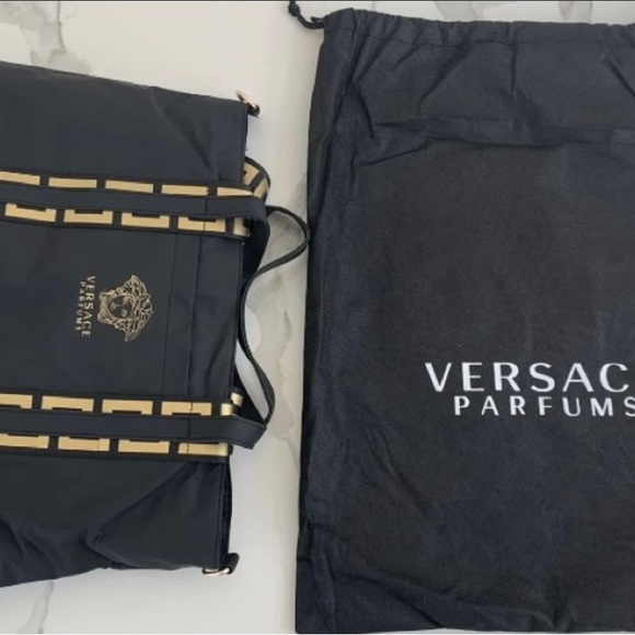 Versace Parfum Medusa Tote Shopping Travel Gym Work Shoulder Bag Black New - Picture 9 of 14